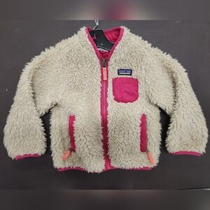 PATAGONIA Baby Retro-X Fleece Zip Jacket Girls 2T Natural Cream/Pink